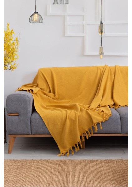 Hardal Koltuk Örtüsü Balık Sırtı Desen 180*210