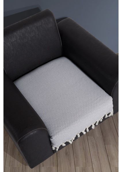 Oturma Yerini Kapatan Saçaklı Koltuk Örtüsü %100 Pamuk | Berjer Örtüsü Koltuk Şalı 70X95 cm Gri fiyatları