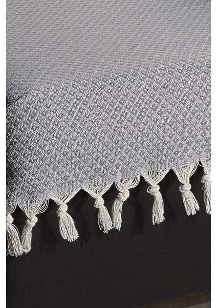 Oturma Yerini Kapatan Saçaklı Koltuk Örtüsü %100 Pamuk | Berjer Örtüsü Koltuk Şalı 70X95 cm Gri modelleri