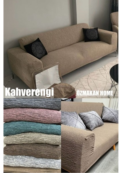 Jakarlı 3kişilik Koltuk Örtüsü , Çekyat Kanepe Kılıfı (Ürün Içeriği 1ADET)KAHVE