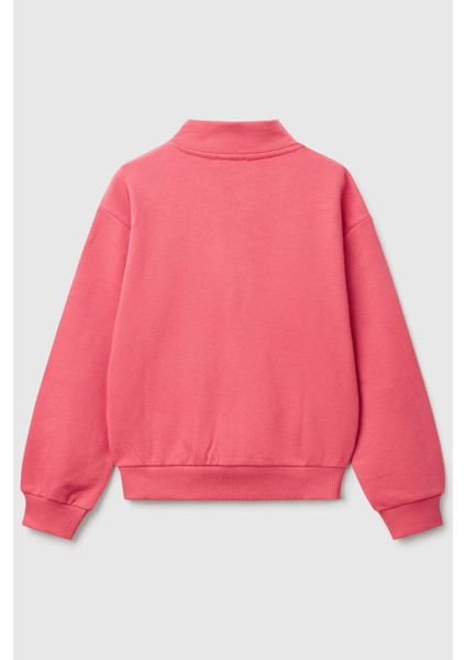 Streç Pamuklu Baskılı Regular Fit Dik Yaka Sweat Kız Çocuk Sweat 3J68C504N fiyatları