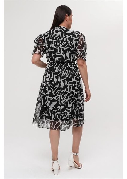 Kadın Büyük Beden Kruvaze Şifon Elbise DPNM8063 indirimleri