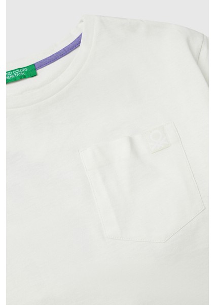 Pamuklu Baskılı Boxy Fit Bisiklet Yaka Crop T Shirt Kız Çocuk T Shirt 3I1XC10N8 modelleri