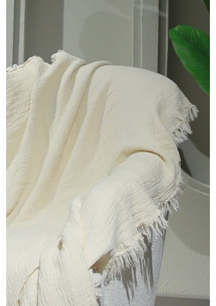 Ekru Müslin Koltuk Şalı / Tv Battaniyesi (100 x 200 Cm) indirimleri