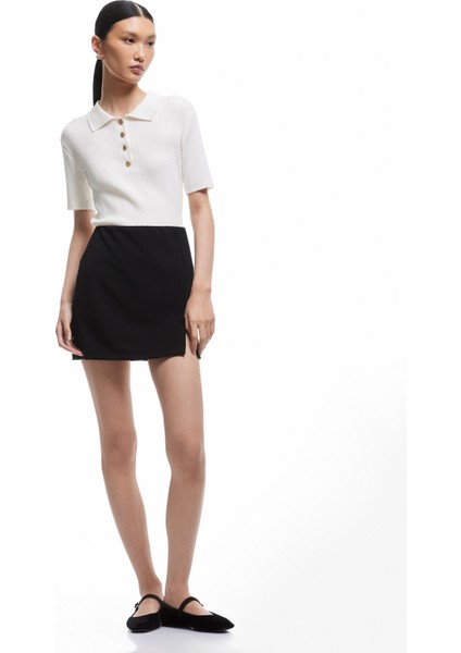 Yırtmaç Detaylı Slim Fit Krep Scuba Mini Etek fiyatları