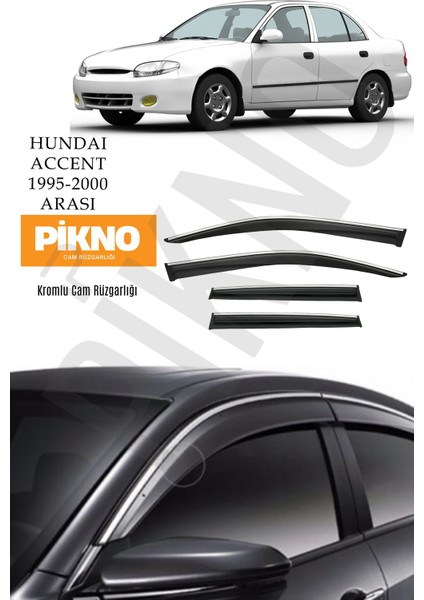 Hyundai Accent Yumurta Kasa 1995-2000 Arası Kromlu Cam Rüzgarlığı 4'lü