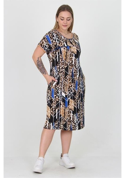 Dipmoda Kadın Cepli Esnek Kumaş Büyük Beden Viskon Elbise AYSL20