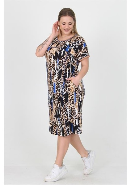 Dipmoda Kadın Cepli Esnek Kumaş Büyük Beden Viskon Elbise AYSL20 fiyatları