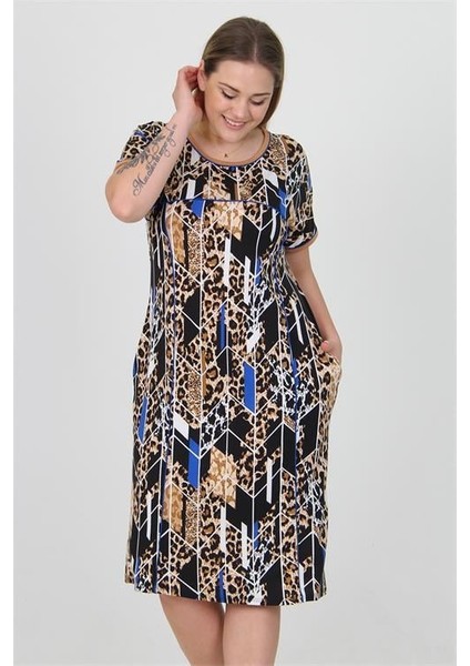 Dipmoda Kadın Cepli Esnek Kumaş Büyük Beden Viskon Elbise AYSL20 fırsatları