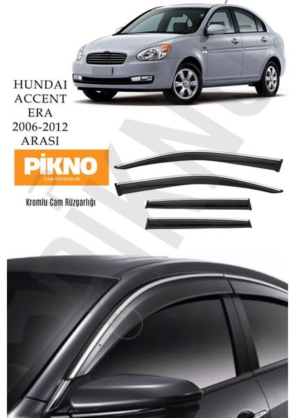 Hyundai Accent Era 2006-2012 Arası Kromlu Cam Rüzgarlığı 4'lü A+ Plus