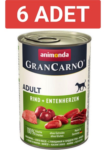 grancarno Sığır Etli ve Ördekli Yetişkin Köpek Konservesi 400gr x 6 adet