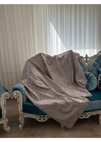 Kaymaz Tabanlı Tay Tüyü Çekyat Örtüsü, Koltuk Örtüsü, Kanepe Örtüsü(Açık Vizon RENK)(175X210CM)