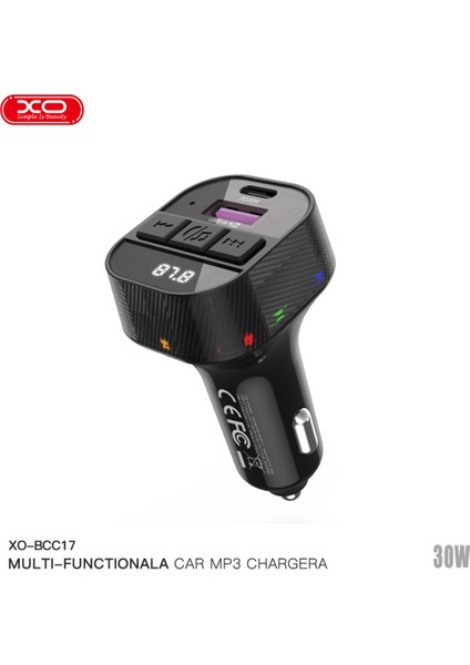 BCC17 Araç Bluetoothv5.3 Mp3 ve Şarj CIHAZI,30W Pd Hızlı Şarj,fm Verici,mp3/wav,aşırı Gerilim Koruma indirimleri