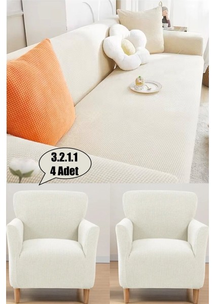 Likrali Koltuk Örtüsü Takımı 3 2 1 1 Koltuk Kılıfı Takımı (4 Adet) Sofa Cover