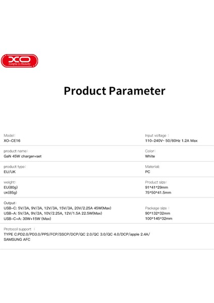 CE16 Çoklu Hızlı Şarj Adaptörü,gan,2 Cihaza Kadar Şarj,1 Type-C 1 USB-A,45W Max Power,akım Korumalı