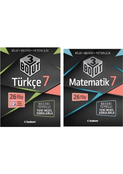 Tudem Yayınları 7.sınıf 3 Boyut Türkçe - Matematik Beceri Temelli Soru Bankası