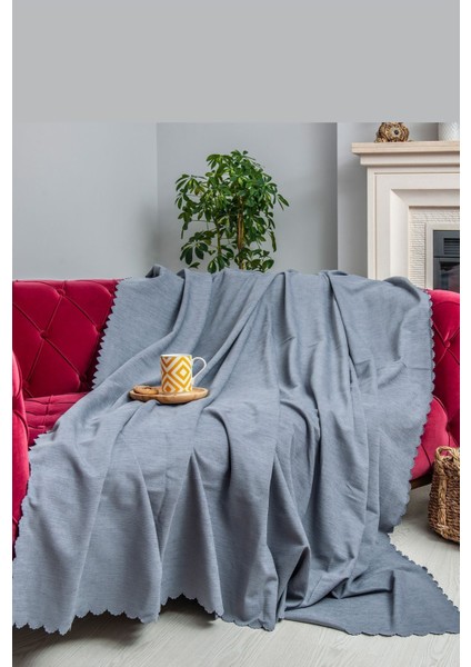 Koltuk Örtüsü | Çekyat Örtüsü | Koltuk Şalı 175X215 Mikrofiber Şönil Çift Taraflı Kaymaz | Gri