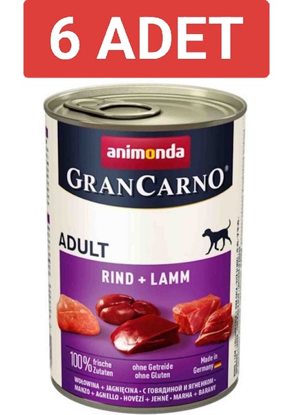 gran Carno Biftek ve Kuzu Etli Yetişkin Köpek Konservesi 400gr x 6 adet