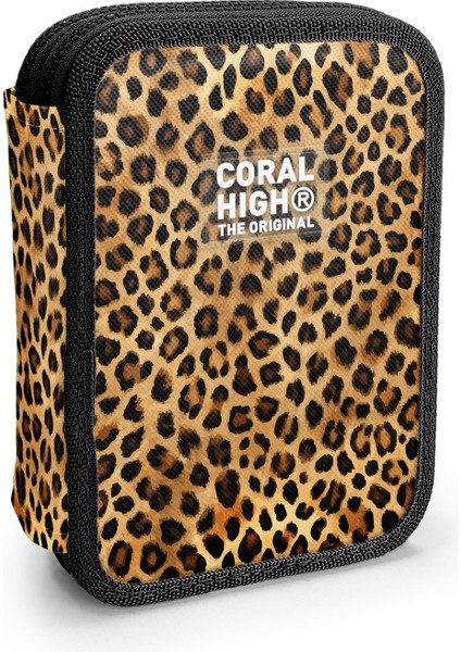 Kahverengi Leopar Desenli Çift Katlı Kalem Çanta 11147