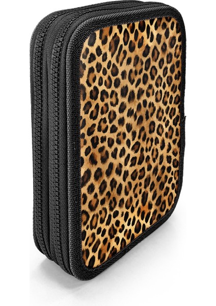 Kahverengi Leopar Desenli Çift Katlı Kalem Çanta 11147 modelleri