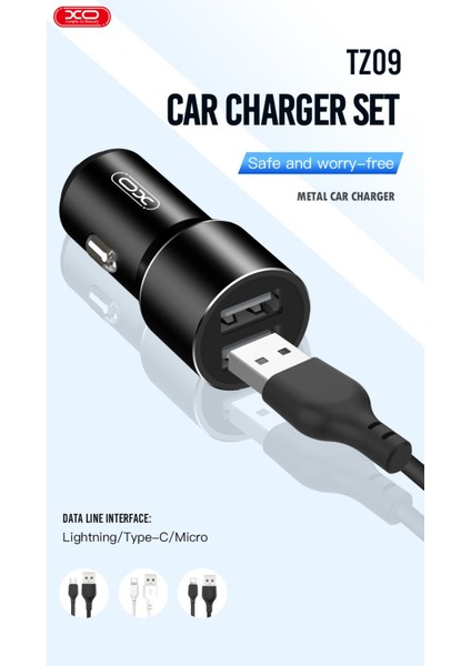 CC30 Araç Şarj Cihazı 12W–EVRENSEL2XUSB-A Girişli Şarj Adaptörü,aşırı Akım,voltaj ve Isınma Koruması