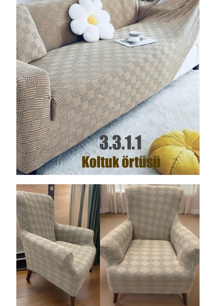Jakarli Koltuk Örtüsü 3.3.1.1 Koltuk Kılıfı Takımı Sofa Cover Ev Tekstili