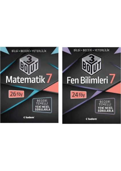 Tudem Yayınları 7.sınıf 3 Boyut Matematik - Fen Bilimleri Beceri Temelli Soru Bankası