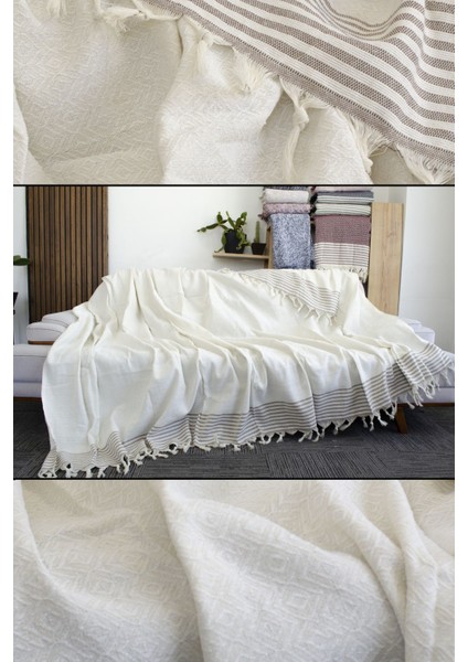 Diamond Pamuklu Kolları Örten Kanepe Çekyat Örtüsü Çok Amaçlı 180X300 cm Krem Koltuk Örtüsü fiyatları