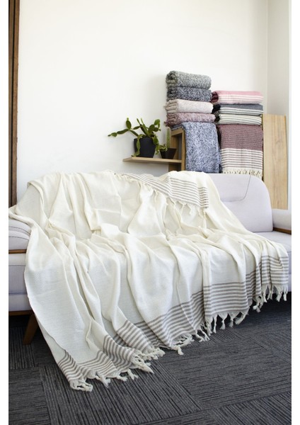 Diamond Pamuklu Kolları Örten Kanepe Çekyat Örtüsü Çok Amaçlı 180X300 cm Krem Koltuk Örtüsü modelleri