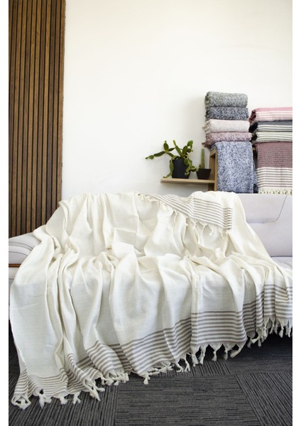 Diamond Pamuklu Kolları Örten Kanepe Çekyat Örtüsü Çok Amaçlı 180X300 cm Krem Koltuk Örtüsü fırsatları