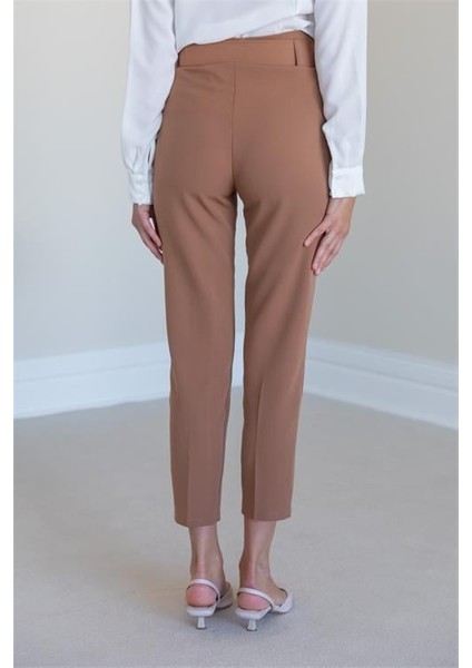 Dipmoda Kadın Yüksek Bel Kemerli Pantolon QNS040 - Camel