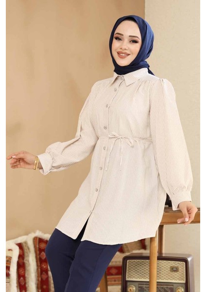 Düğmeli Bej Tesettür Tunik 42421BEJ fiyatları
