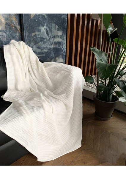 %100 Pamuk Jakarlıkırıkbeyaz Tv Örtüsü , Throw 120X170CM