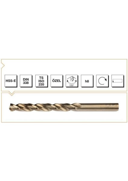 Makina Takım Hss-E Altın Seri Inox Delme Matkap Ucu 1 mm
