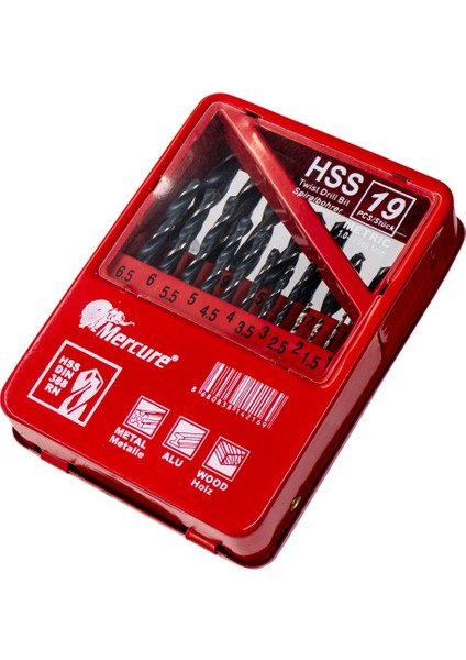 HSSST19 Metal Kutulu Hss Matkap Ucu Seti 1-10 mm (19 Parça)