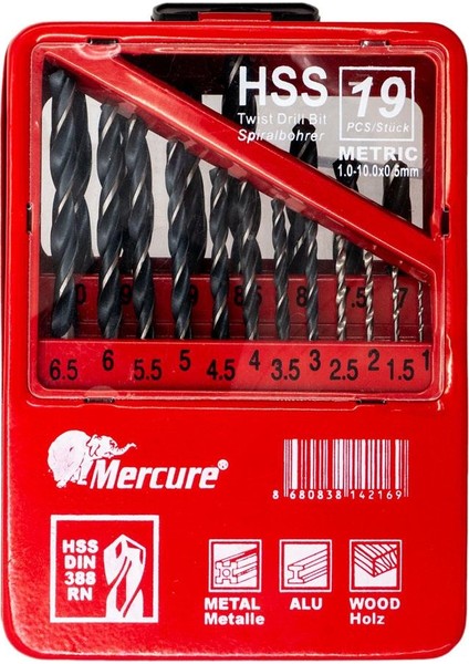 HSSST19 Metal Kutulu Hss Matkap Ucu Seti 1-10 mm (19 Parça)