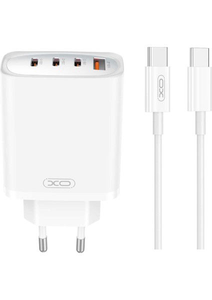 CE23 Çoklu Hızlı Şarj Adaptörü|4 Cihaza Kadar Şarj|1 Type-C Kablo|3 Type-C 1 USB-A|65W Max Power