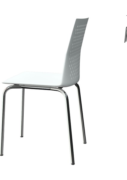 Casella Roy Plastik Sandalye Metal Krom Ayak Mutfak Salon Çalışma Sandalyesi 1 Adet Beyaz fiyatları