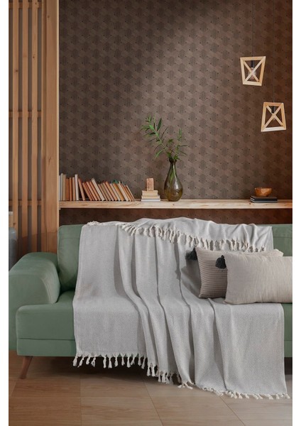 Natural Gri Koltuk Örtüsü | Koltuk Şalı 180X210 Pamuk