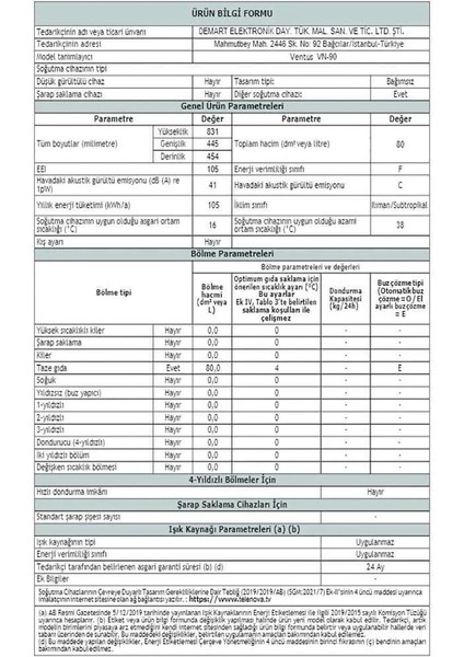 VN90 90LT Büro Tipi Statik Mini Buzdolabı fırsatları