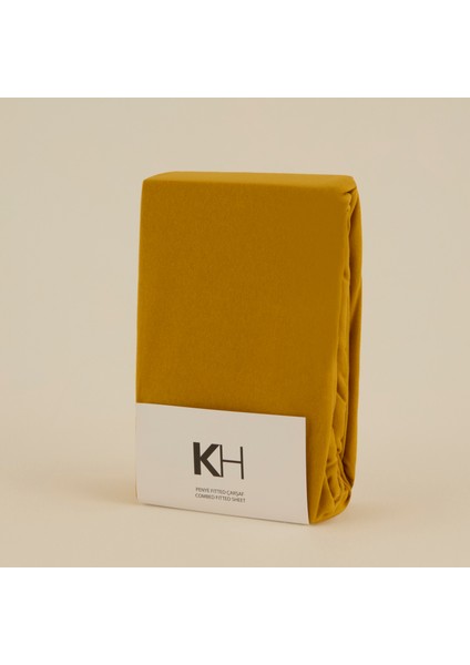 Penye Fitted Çarşaf Tek Kişilik 100 x 200+30 cm Hardal