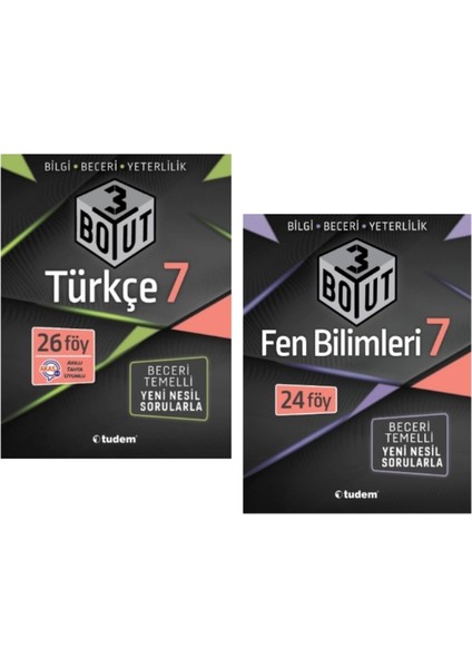 Tudem Yayınları 7.sınıf 3 Boyut Türkçe - Fen Bilimleri Beceri Temelli Soru Bankası