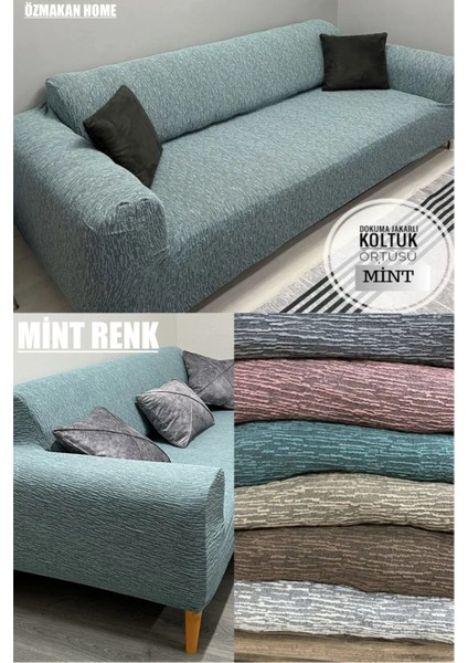 Jakarlı 3kişilik Koltuk Örtüsü , Çekyat Kanepe Kılıfı 1ADET Mint
