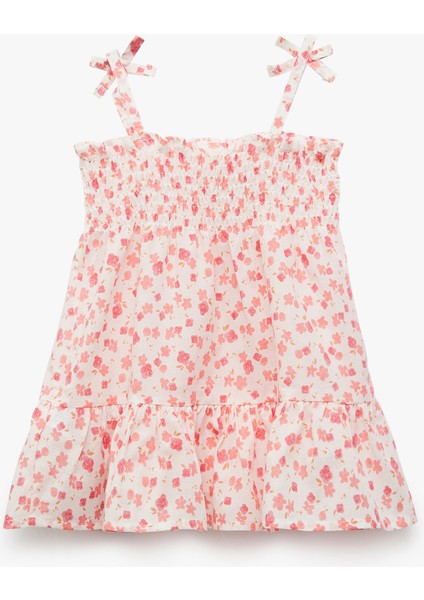 Pamuklu Fiyonk Detaylı Gipeli Askılı Çiçekli Mini Elbise fiyatları