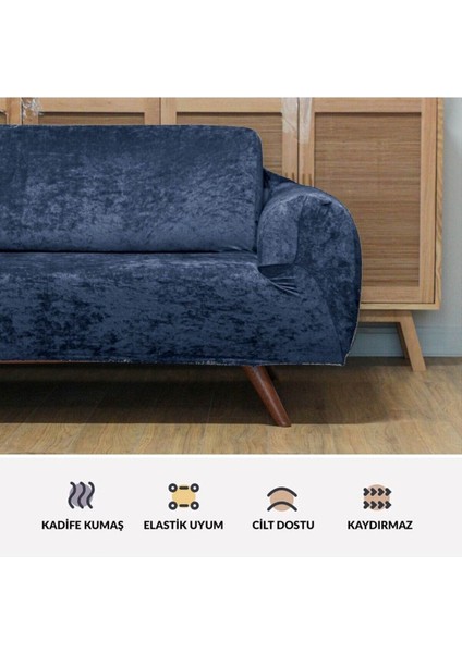 Kadife 3 Lu/3 Kişilik Koltuk Örtüsü Streç Lastikli Esnek, Çekyat, Kanepe Kılıfı, Koltuk Örtüsü 1ADE fırsatları