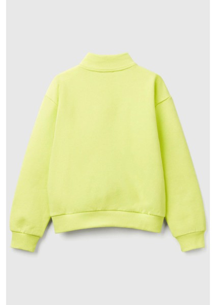 Streç Pamuklu Baskılı Regular Fit Dik Yaka Sweat Kız Çocuk Sweat 3J68C504N