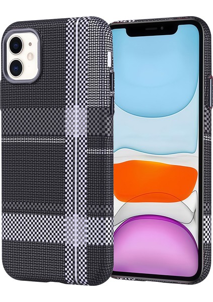 iPhone 11 Kılıf Magsafe Şarj Özellikli Karbon Fiber Görünümlü Nekst Kapak - Gri-Siyah