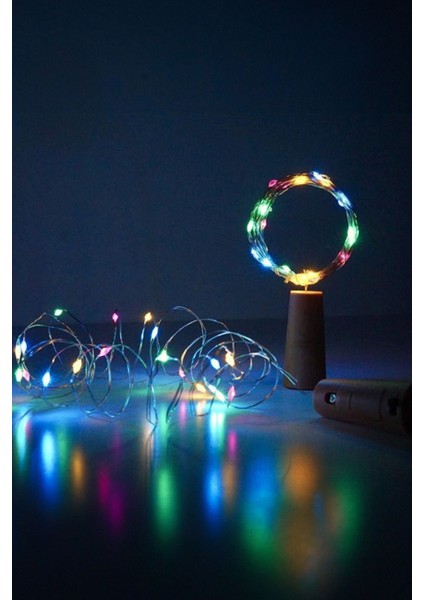 5 Adet Fonksiyonlu Mantar Tıpalı Rgb Peri LED 2 Metre Pil Dahil