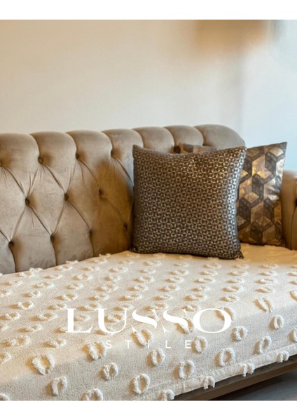 Ponpon Koltuk Örtüsü Ekru 100X240 fiyatları