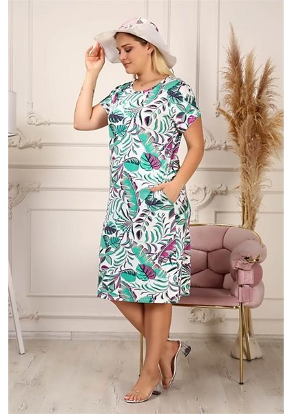 Dipmoda Kadın Bisiklet Yaka Büyük Beden Elbise AYSL43 - Mavi fırsatları